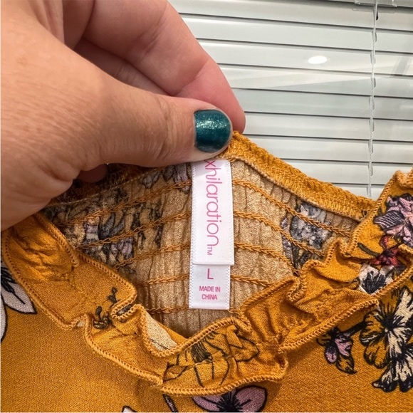 *NWT Mustard Yellow Floral Maxi Dress size Large Xhilaration; fall family photos - Picture 9 of 11